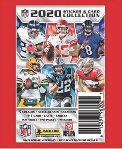 10 packs: 2020 panini nfl football sticker collection pack (5 stickers/1 trading card per pk)