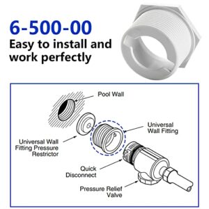 Funmit 6-500-00 Universal Wall Fitting (UWF) Connector Replacement for Po.laris 180 280 280 Tank Trax 360 380 3900 Sport and 480 Pro Automatic Pool Cleaners (2 Pack)