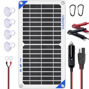 sunapex 10w 12v solar panel car battery charger 12 volt waterproof solar powered battery charger & maintainer 12v solar trickle charger for car boat rv marine trailer battery