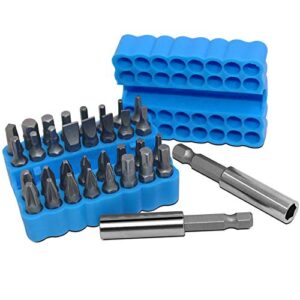 34 pcs screwdriver bit set with bit extension holder, finegood security screwdriver bits solid drill bit set screwdriver drilling bits tool