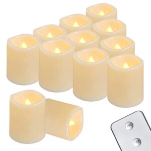 homemory flameless votive candles with remote, 12pack flickering battery operated led tealight candles, realistic fake candle for wedding, halloween, christmas decor(amber yellow, battery included)
