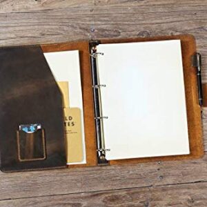 Personalised leather A4 ring binder, retro leather A4 4 ring binder folder, leather A4 portfolio NA405BS