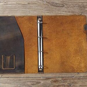 Personalised leather A4 ring binder, retro leather A4 4 ring binder folder, leather A4 portfolio NA405BS