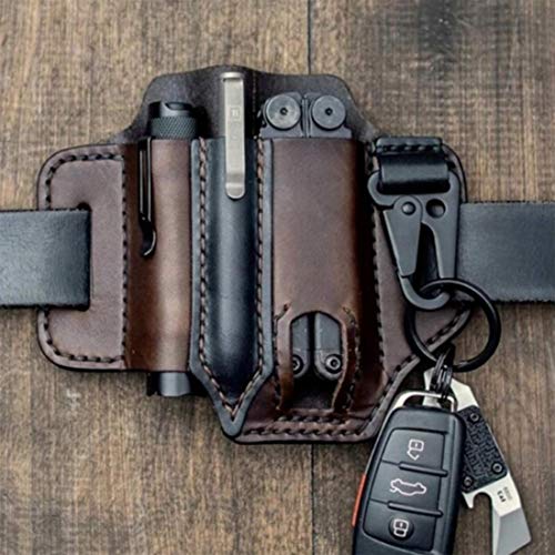 Dragon Honor Leather Sheath EDC Pocket Organizer - High Leather Quality (Brown)