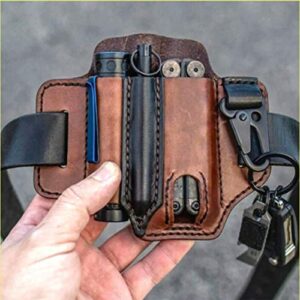 Dragon Honor Leather Sheath EDC Pocket Organizer - High Leather Quality (Brown)