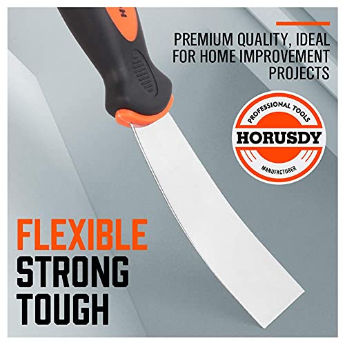 HORUSDY 5-Piece Putty Knife Set,1.5", 3", 4", 6" and 6-in-1 Stainless steel Painters Tool for Taping, Scraping Paint, Drywall Spackle