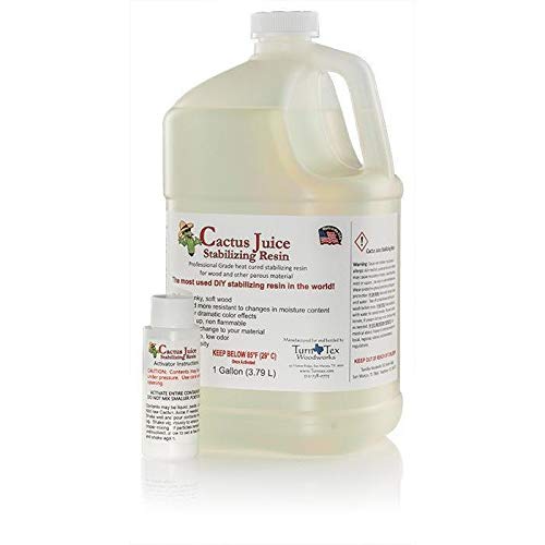 BVV Cactus Juice Stabilizing Resin for Woodworking - Cures & Hardens Soft Wood for DIY Projects, Carpentry - 1 Gallon Cactus Juice Resin - Activator Included