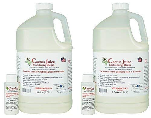 BVV Cactus Juice Stabilizing Resin for Woodworking - Cures & Hardens Soft Wood for DIY Projects, Carpentry - 1 Gallon Cactus Juice Resin - Activator Included