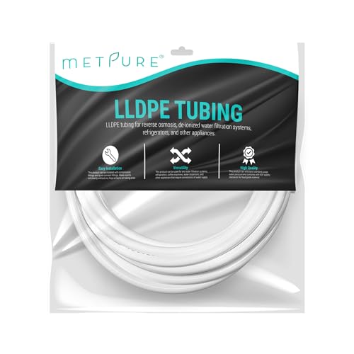 Metpure 3/8" OD NSF Certified 25 Feet Length Tubing for Reverse Osmosis De-ionized Water Filtration Systems, Refrigerators, and Other Appliances (3/8" OD, 25', White)