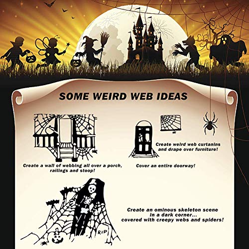 1000 sqft Spider Webs Halloween Decorations with 77 Fake Spiders, Super Stretch Cobwebs for Halloween Indoor and Outdoor Decor