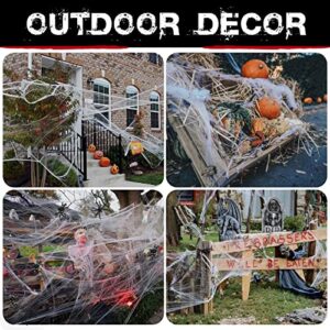 1000 sqft Spider Webs Halloween Decorations with 77 Fake Spiders, Super Stretch Cobwebs for Halloween Indoor and Outdoor Decor