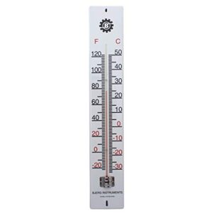 bjerg instruments white enamel coated steel extra large heavy duty 22.75 inch outdoor decorative wall thermometer and temperature gauge