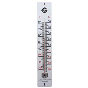 Bjerg Instruments White Enamel Coated Steel Extra Large Heavy Duty 22.75 Inch Outdoor Decorative Wall Thermometer and Temperature Gauge