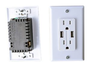 rv designer s850, ac dual outlet with cover & 2 usb charge ports, white