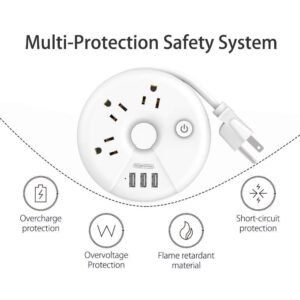 NTONPOWER Travel Power Strip Bundle, 3 Outlets 3 USB Portable Desktop Charging Station with 15 inch Short Cord for Office, Home, Hotels, Cruise Ship, Nightstand