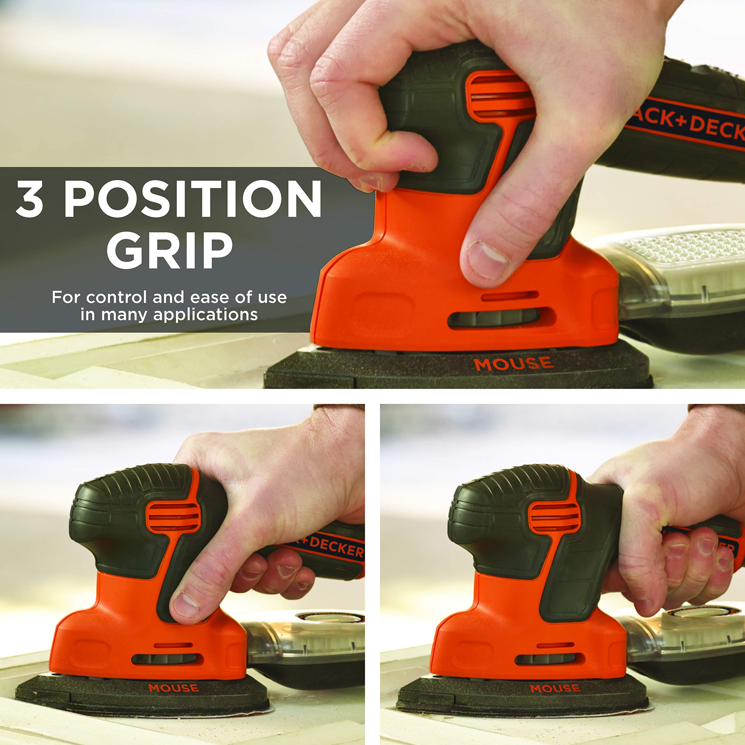 BLACK+DECKER Mouse Detail Sander, Compact with IRWIN QUICK-GRIP Clamps, One-Handed, Mini Bar, 6-Inch, 4-Pack (BDEMS600 & 1964758)