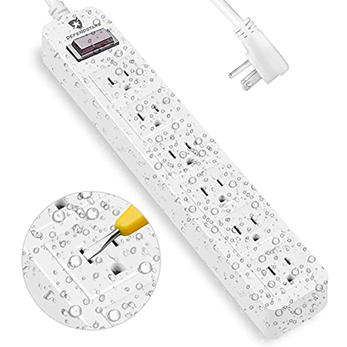 6 Outlets Weatherproof Power Strip,Waterproof Surge Protector Electric Shock Proof Surge Strip Flag Plug,6ft Long Cord with Overload Protection for Home,Garden,Patio,Kitchen,Living Room