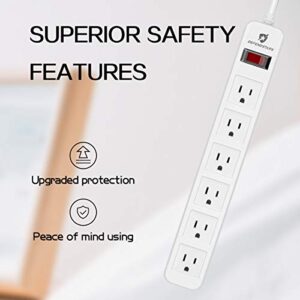 6 Outlets Weatherproof Power Strip,Waterproof Surge Protector Electric Shock Proof Surge Strip Flag Plug,6ft Long Cord with Overload Protection for Home,Garden,Patio,Kitchen,Living Room