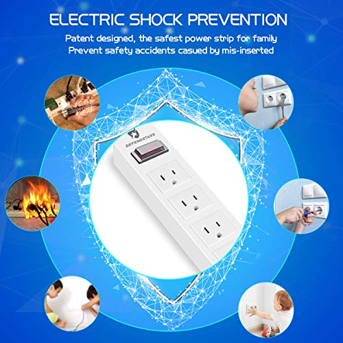 6 Outlets Weatherproof Power Strip,Waterproof Surge Protector Electric Shock Proof Surge Strip Flag Plug,6ft Long Cord with Overload Protection for Home,Garden,Patio,Kitchen,Living Room