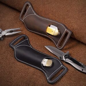 Gentlestache Leather Knife Sheaths for Belt, Pocket Knife Holder, EDC Sheath for Folding, Compact Draw Knife Holster Dark Brown