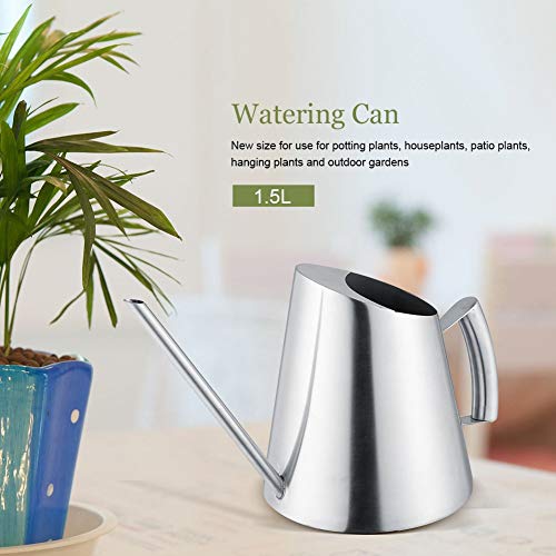 HERCHR 50 Oz Watering Can Stainless Steel Water Can Large Watering Pot with Long Straight Spout Indoor Plant Metal Watering Can for House Bonsai & Flowers Gardening Watering Can Pot