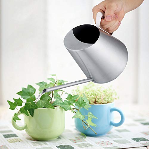 HERCHR 50 Oz Watering Can Stainless Steel Water Can Large Watering Pot with Long Straight Spout Indoor Plant Metal Watering Can for House Bonsai & Flowers Gardening Watering Can Pot