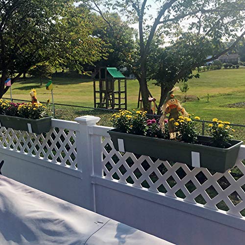 MIDE Products Aluminum Slip-on Flower Box Holders, for 1-3/4 inch to 2-1/8 inch Fence/Railing, White, Pair