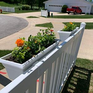 MIDE Products Aluminum Slip-on Flower Box Holders, for 1-3/4 inch to 2-1/8 inch Fence/Railing, White, Pair