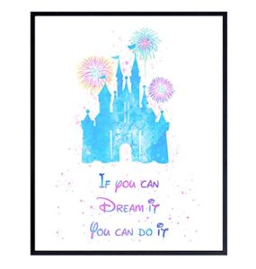 world castle inspirational quote wall decor set -motivational room decoration wall art - poster print for boy, girl kids bedroom - gift for women and fans - 8x10 unframed print