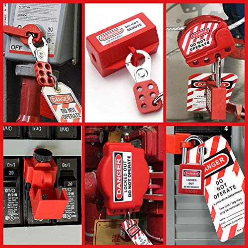 Lockout Tagout Kit - Lockout Set Safety Padlocks Lockout Hasp Breaker Lockout Ball Valve Lockout Steel Cable Lockout Plug Loto Valve Lockout Loto Tags Lock Out Tag Out