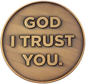god i trust you christian challenge coin, trust in the lord with all your heart, pocket token of trust and serenity, antique gold plated proverbs 3:5-6 gift