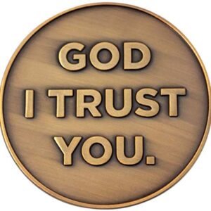 God I Trust You Christian Challenge Coin, Trust in The Lord with All Your Heart, Pocket Token of Trust and Serenity, Antique Gold Plated Proverbs 3:5-6 Gift