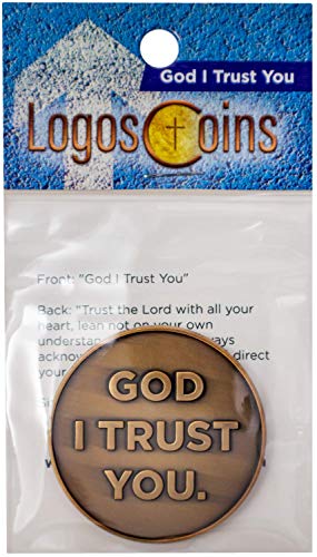 God I Trust You Christian Challenge Coin, Trust in The Lord with All Your Heart, Pocket Token of Trust and Serenity, Antique Gold Plated Proverbs 3:5-6 Gift