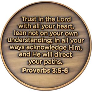 God I Trust You Christian Challenge Coin, Trust in The Lord with All Your Heart, Pocket Token of Trust and Serenity, Antique Gold Plated Proverbs 3:5-6 Gift