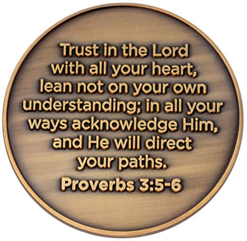 God I Trust You Christian Challenge Coin, Trust in The Lord with All Your Heart, Pocket Token of Trust and Serenity, Antique Gold Plated Proverbs 3:5-6 Gift