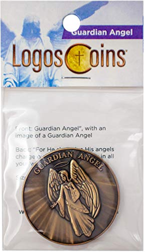 Guardian Angel Christian Challenge Coin, Pass Along Token of Assurance and Peace, Handout for Sunday School or Kids Church, Antique Gold-Color Plated Psalm 91 Gift