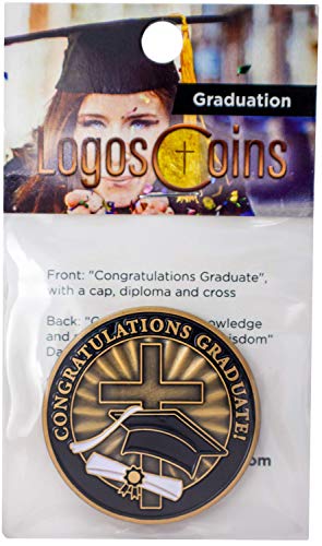 Congratulations Graduate Christian Coin, Religious Graduation Pass Along Token of Rejoicing, for High School, College, and Graduate School, Antique Gold-Color Plated Daniel 1:17 Gift