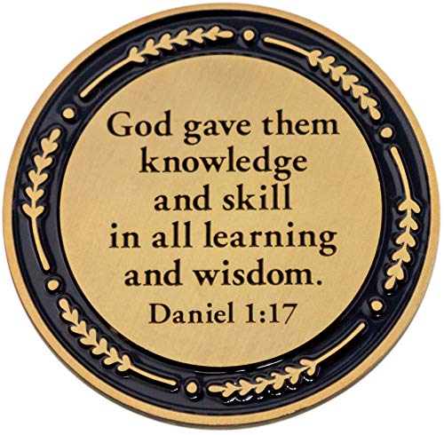 Congratulations Graduate Christian Coin, Religious Graduation Pass Along Token of Rejoicing, for High School, College, and Graduate School, Antique Gold-Color Plated Daniel 1:17 Gift