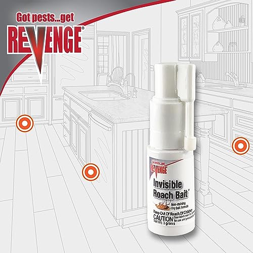 Revenge Invisible Roach Bait with Puffer Applicator, Kills Ants, Beetles, Roaches & More, Long Lasting Formula