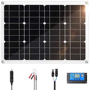 himino 40w solar panel kit 40w 12v monocrystalline battery charger maintainer with 10a charge controller extension cable for 12 volt car rv vehicle marine boat home off grid system
