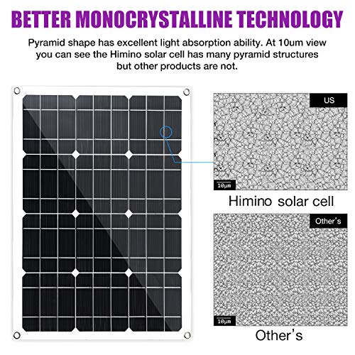 Himino 40W Solar Panel Kit 40W 12V Monocrystalline Battery Charger Maintainer with 10A Charge Controller Extension Cable for 12 Volt Car RV Vehicle Marine Boat Home Off Grid System
