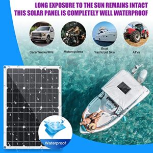 Himino 40W Solar Panel Kit 40W 12V Monocrystalline Battery Charger Maintainer with 10A Charge Controller Extension Cable for 12 Volt Car RV Vehicle Marine Boat Home Off Grid System