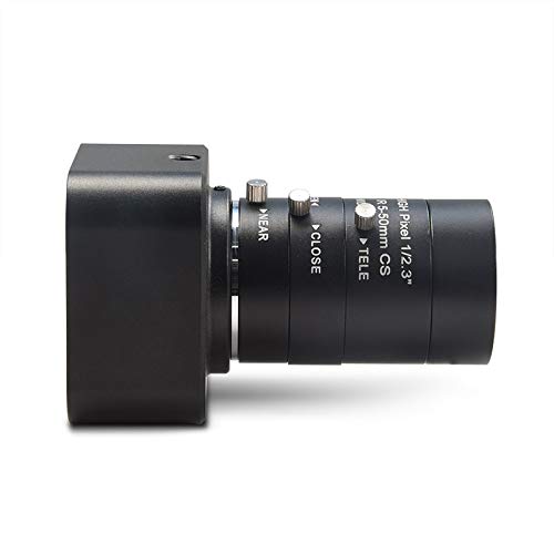 MOKOSE HD Webcam USB 3840 x 2160 Digital Industrial Camera with CS-Mount 5-50mm Telephoto Zoom Manual Lens UVC Free Drive.