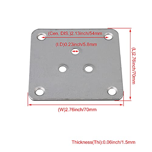 RDEXP 4PCS Leg Mounting Plates 7x7cm Furniture Leg Attachment Plate Hole Dia 5.8mm