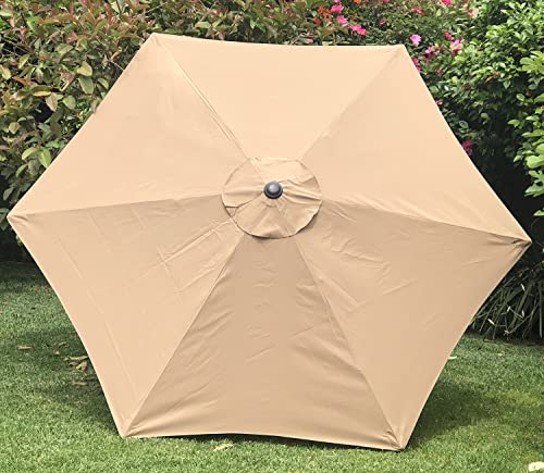 BELLRINO DECOR 7.5 ft 6 Ribs Replacement STRONG & THICK Patio Umbrella Canopy Cover (Canopy Only) - TAUPE