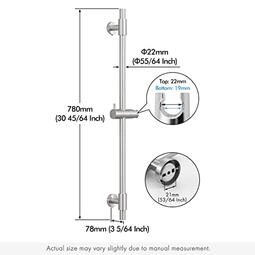 KES Shower Slide Bar 30-Inch with Adjustable Handheld Shower Head Holder for Bathroom Wall Mount SUS 304 Stainless Steel Brushed Finish, F209S78DG-BS