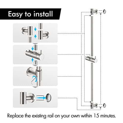 KES Shower Slide Bar 30-Inch with Adjustable Handheld Shower Head Holder for Bathroom Wall Mount SUS 304 Stainless Steel Brushed Finish, F209S78DG-BS