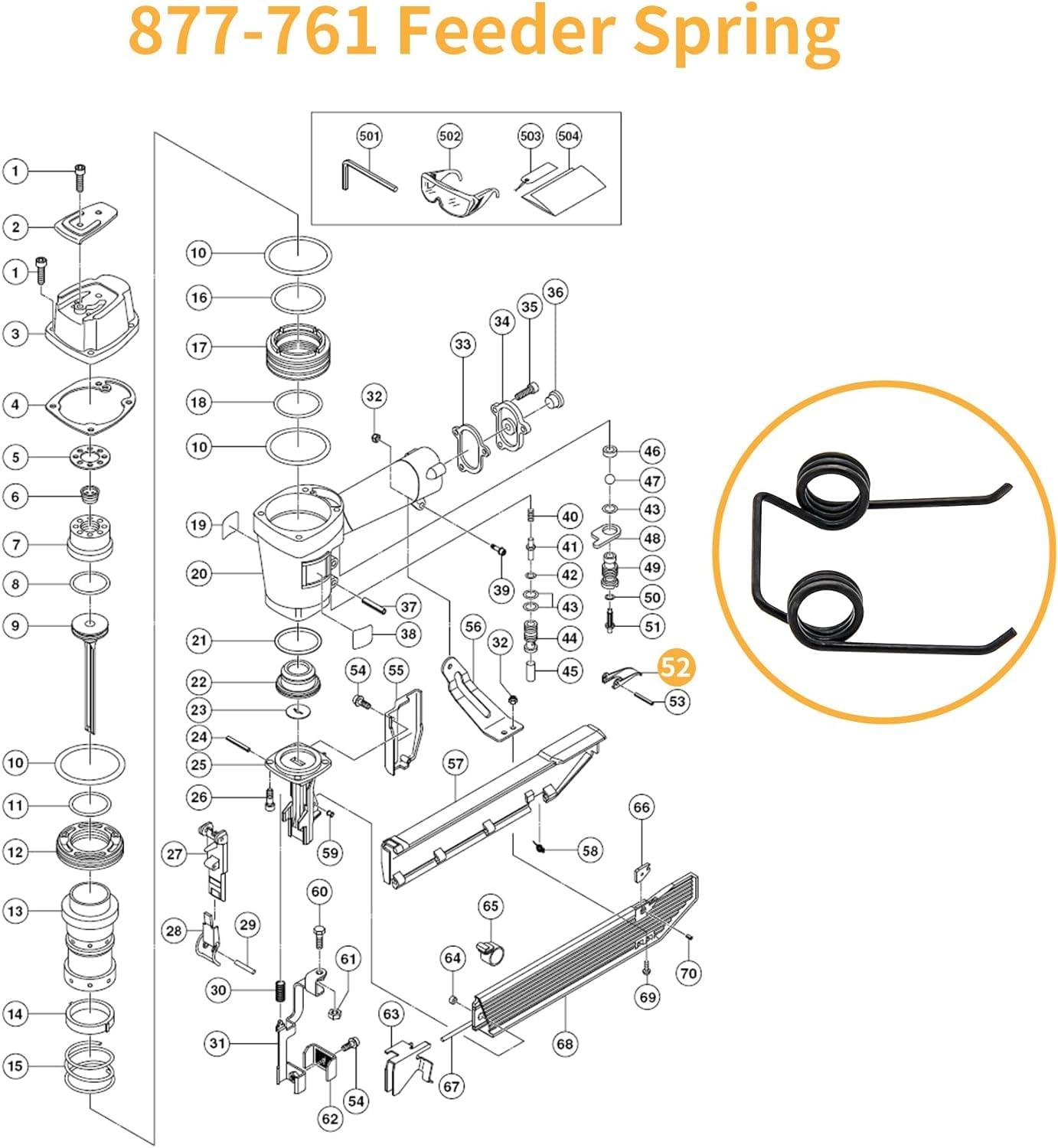 10 pack 877-761 Feeder Springs for Hitachi Coil Roofing Nailer NV45AB2, NV45AB, NV50A1