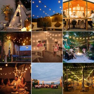 ZOTOYI Outdoor String Lights 50FT, LED Patio Lights with 27 Plastic G40 Bulbs(2 Spare), Waterproof IP65 Edison Globe String Lights for Outside, Cafe, Bistro, Backyard, Garden, Dimmable 2700K