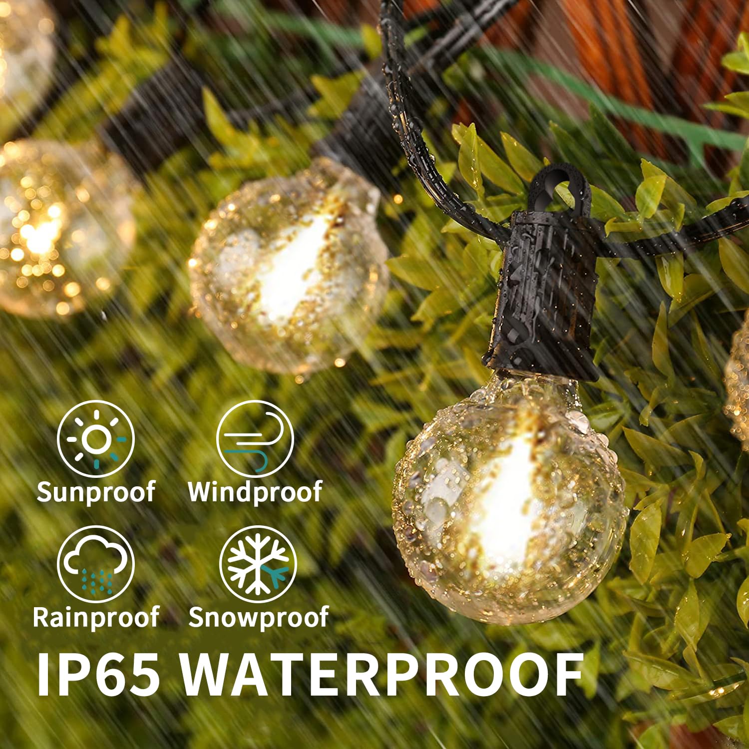 ZOTOYI Outdoor String Lights 25FT, Globe Patio Lights with 13 Edison Shatterproof Bulbs(1 Spare), Waterproof IP65 G40 LED Outside Hanging Lights for Backyard, Bistro, Cafe, Porch, Warm White